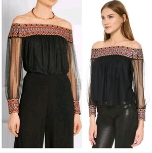 Alice + Olivia Sidney Off The Shoulder Embroidered Size 4